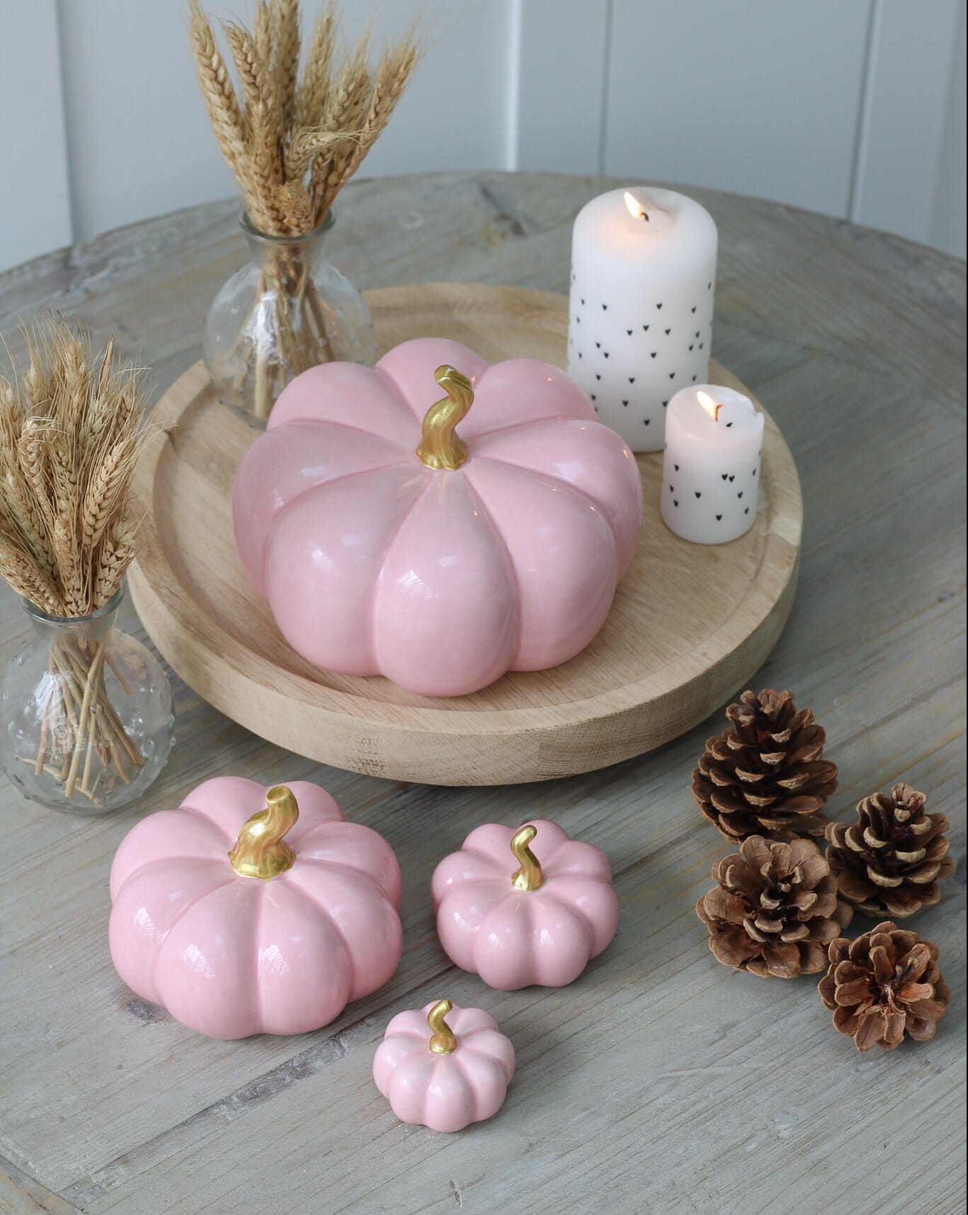 Keramik-Kürbis-Rosa – kleines 4-teiliges Set