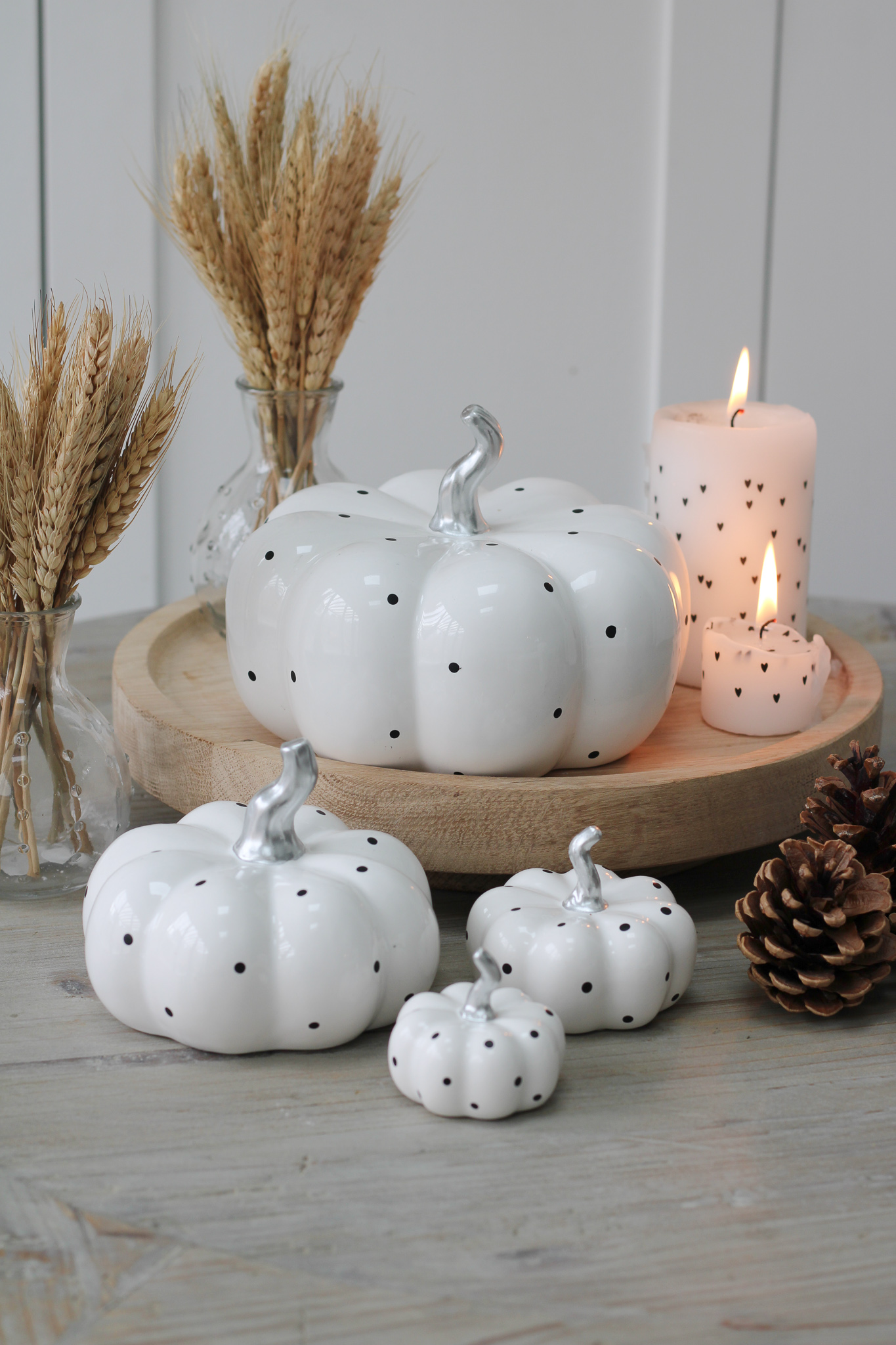 Ceramic Pumpkin White Polka Dot | Pretty Little Home