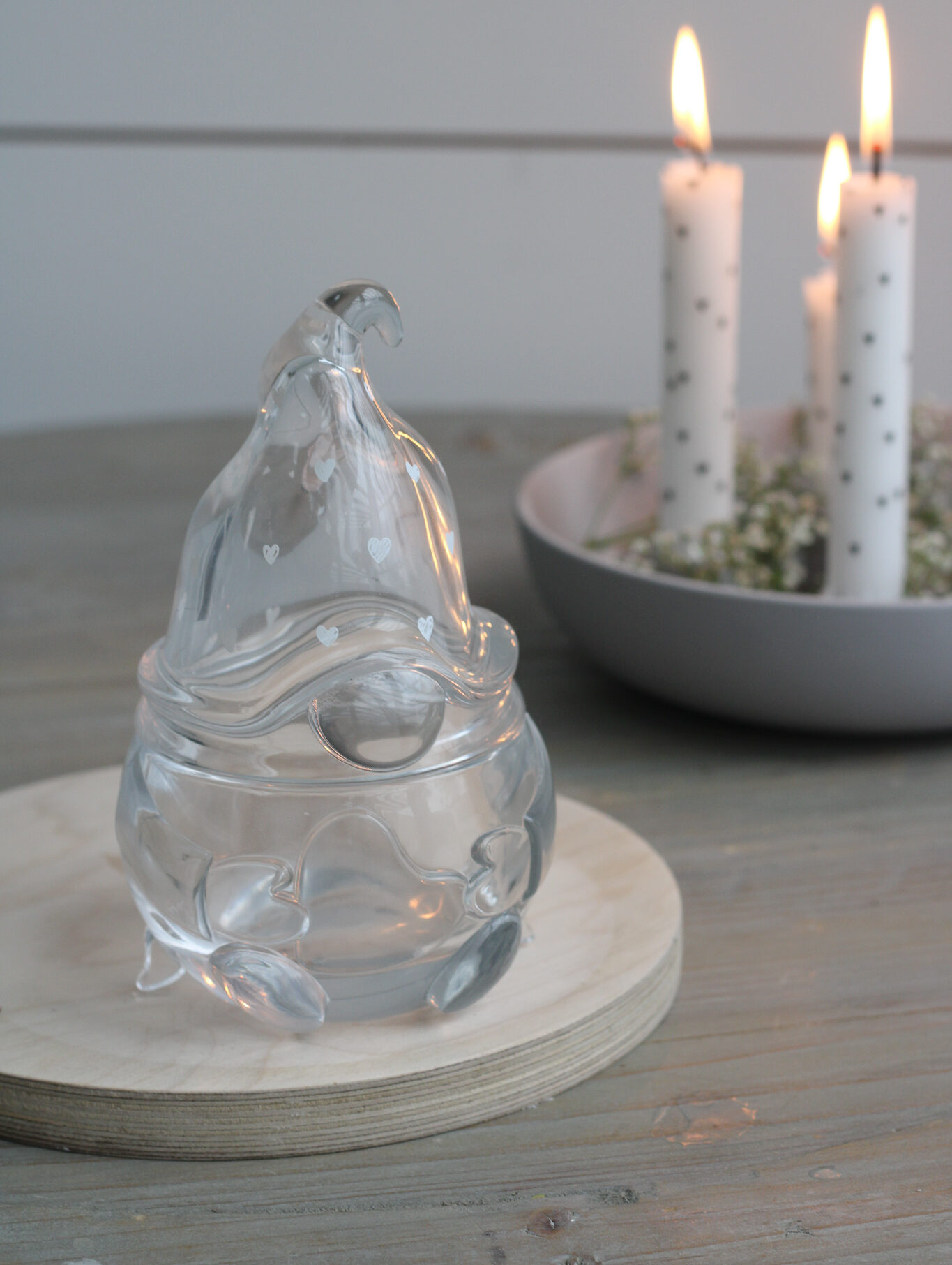 Glass Gonk Jar - White Hearts | Pretty Little Home