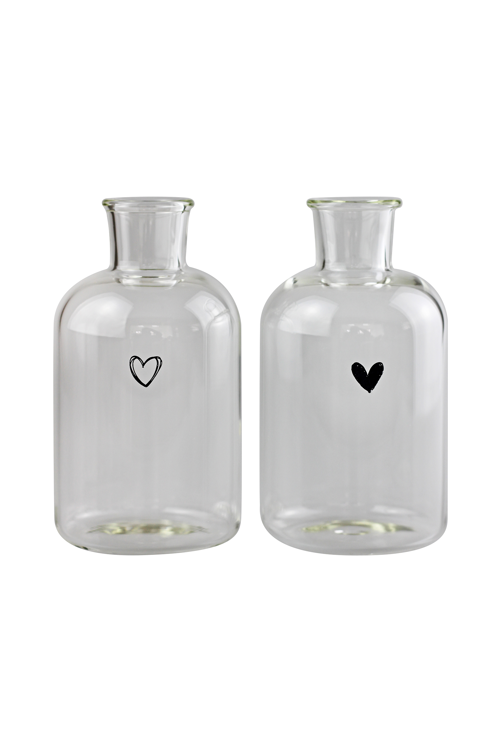 Small Black Heart Glass Candlestick Holders Set of 2 (Inc 12 candles) | Pretty Little Home