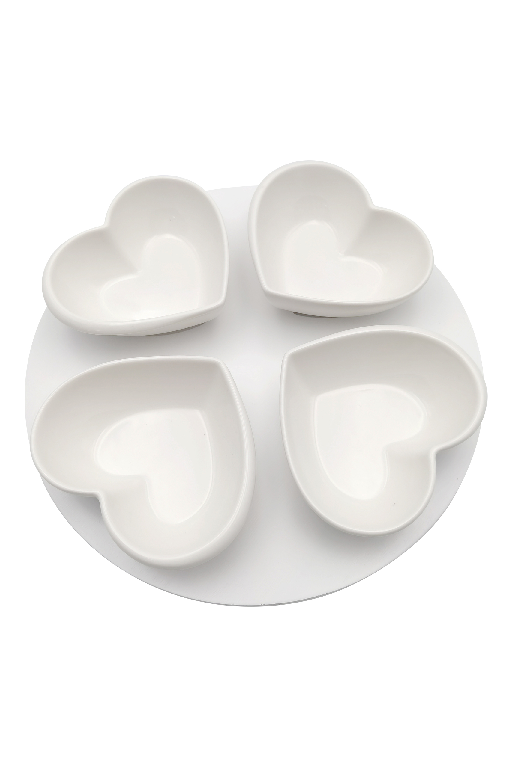 4 Pc Lazy Susan Heart Snacking Station - White | Pretty Little Home