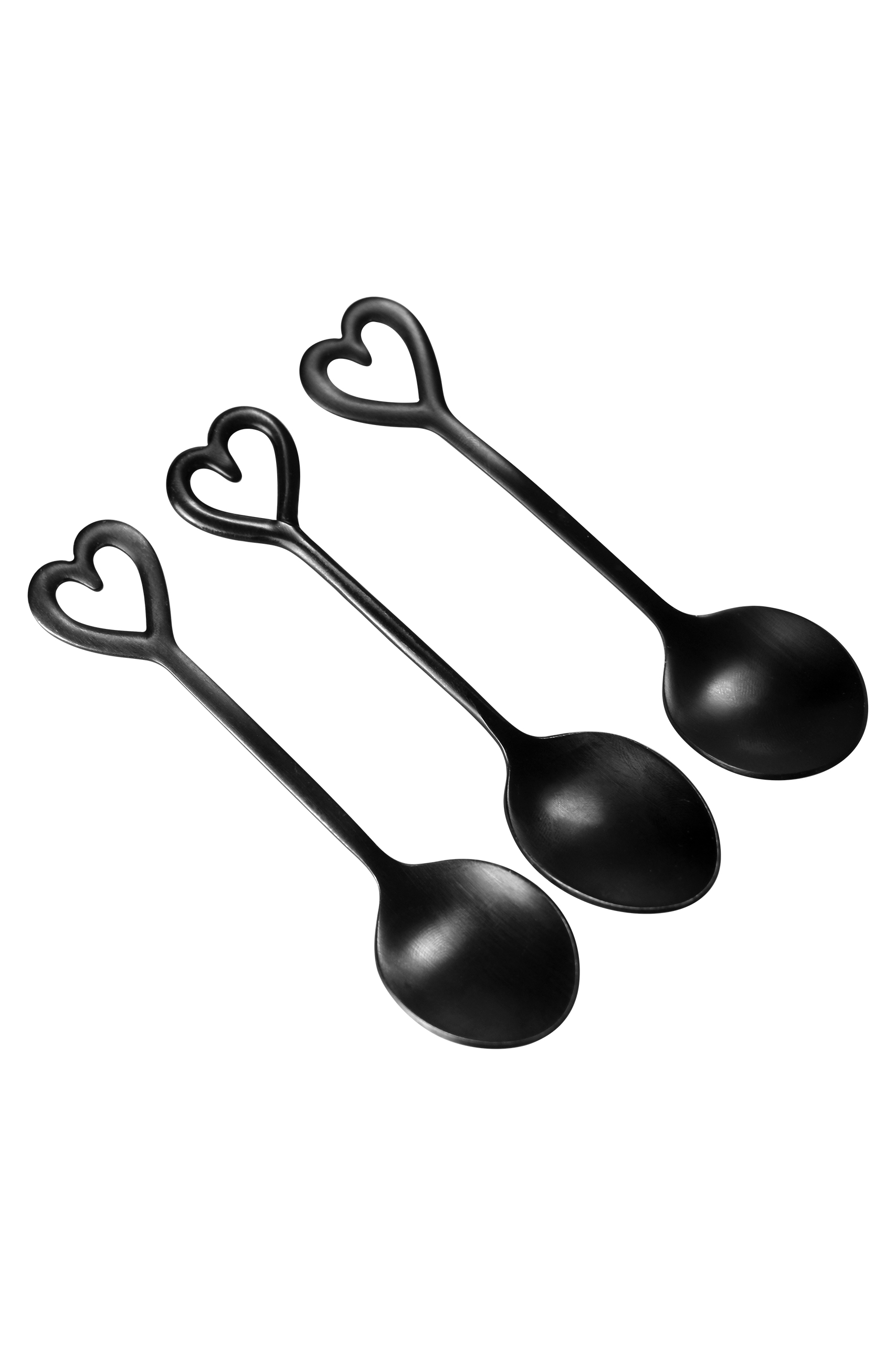 Set Of 3 Stainless Steel Spoons - Matt Black | Pretty Little Home