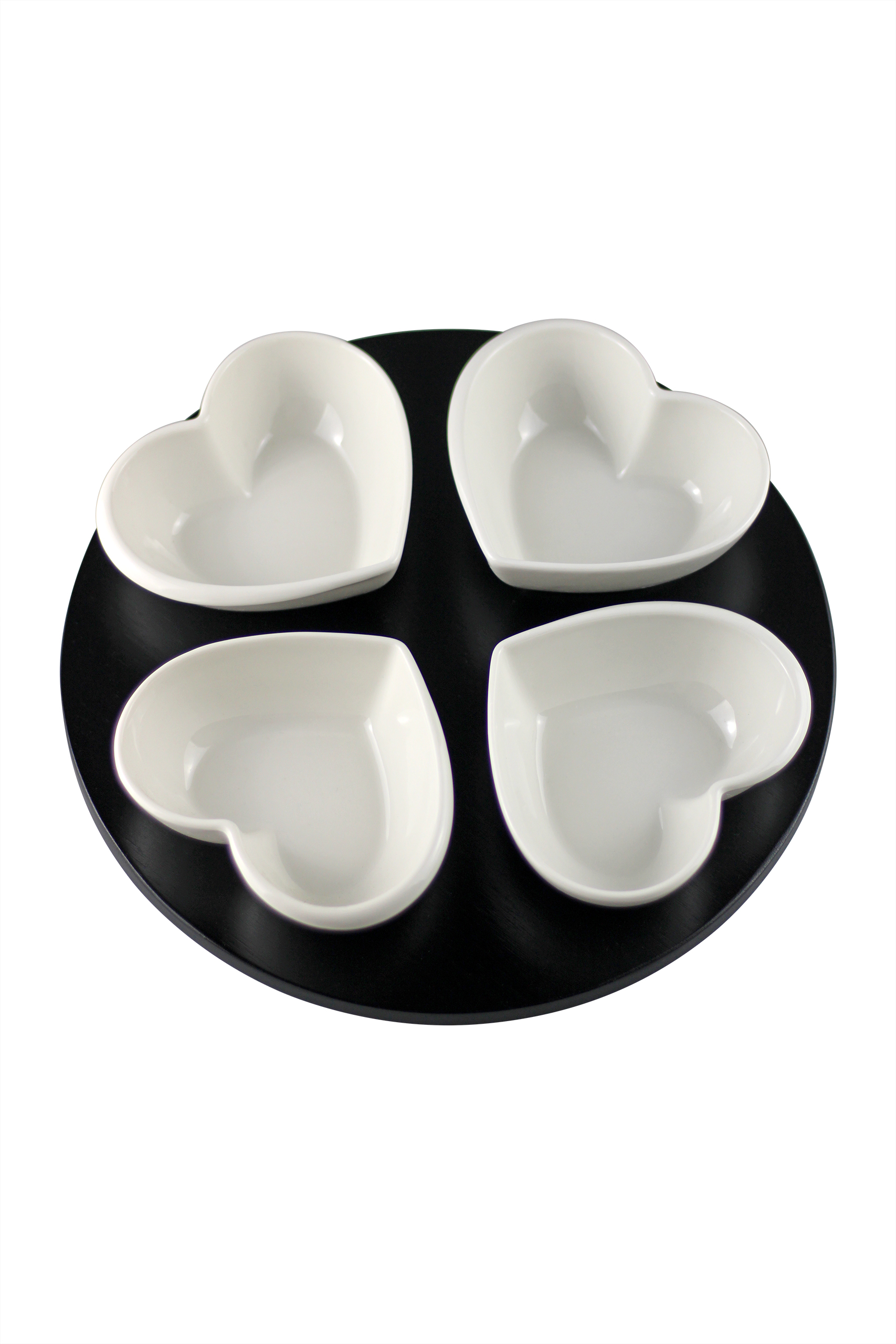 4 Pc Lazy Susan Heart Snacking Station - Black | Pretty Little Home