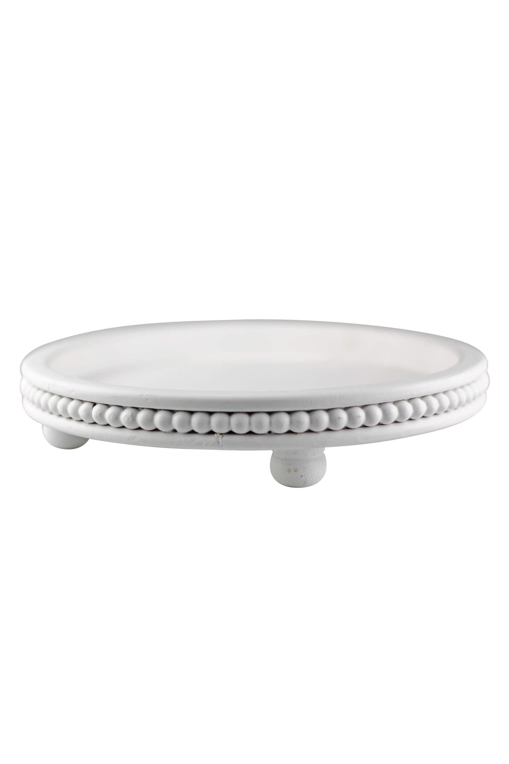 Beaded Round Tray - White | Pretty Little Home