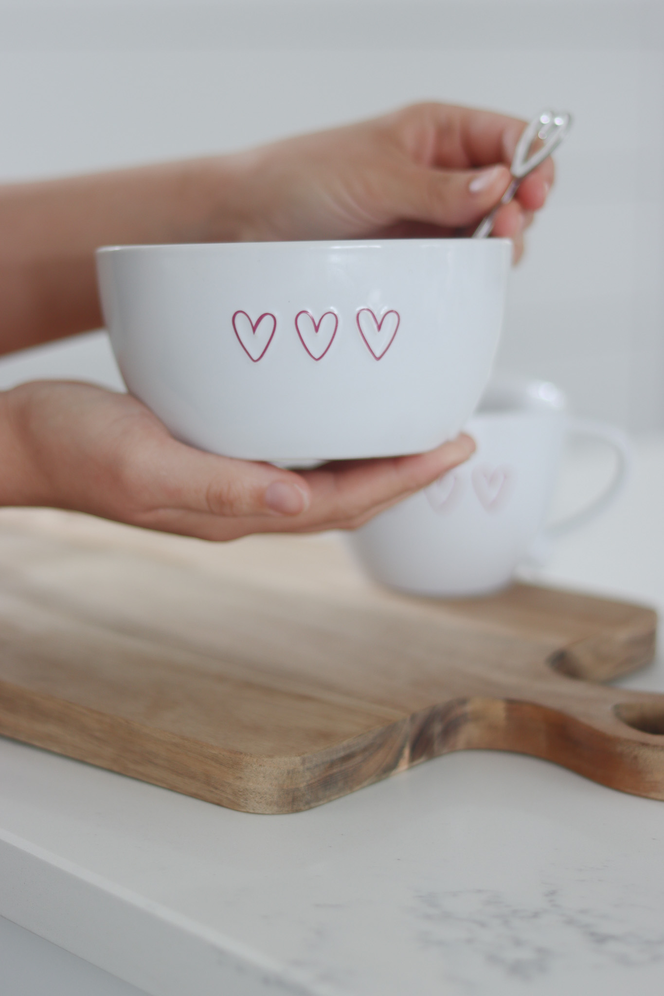 Ceramic Bowl - Pink 3 Hearts | Pretty Little Home