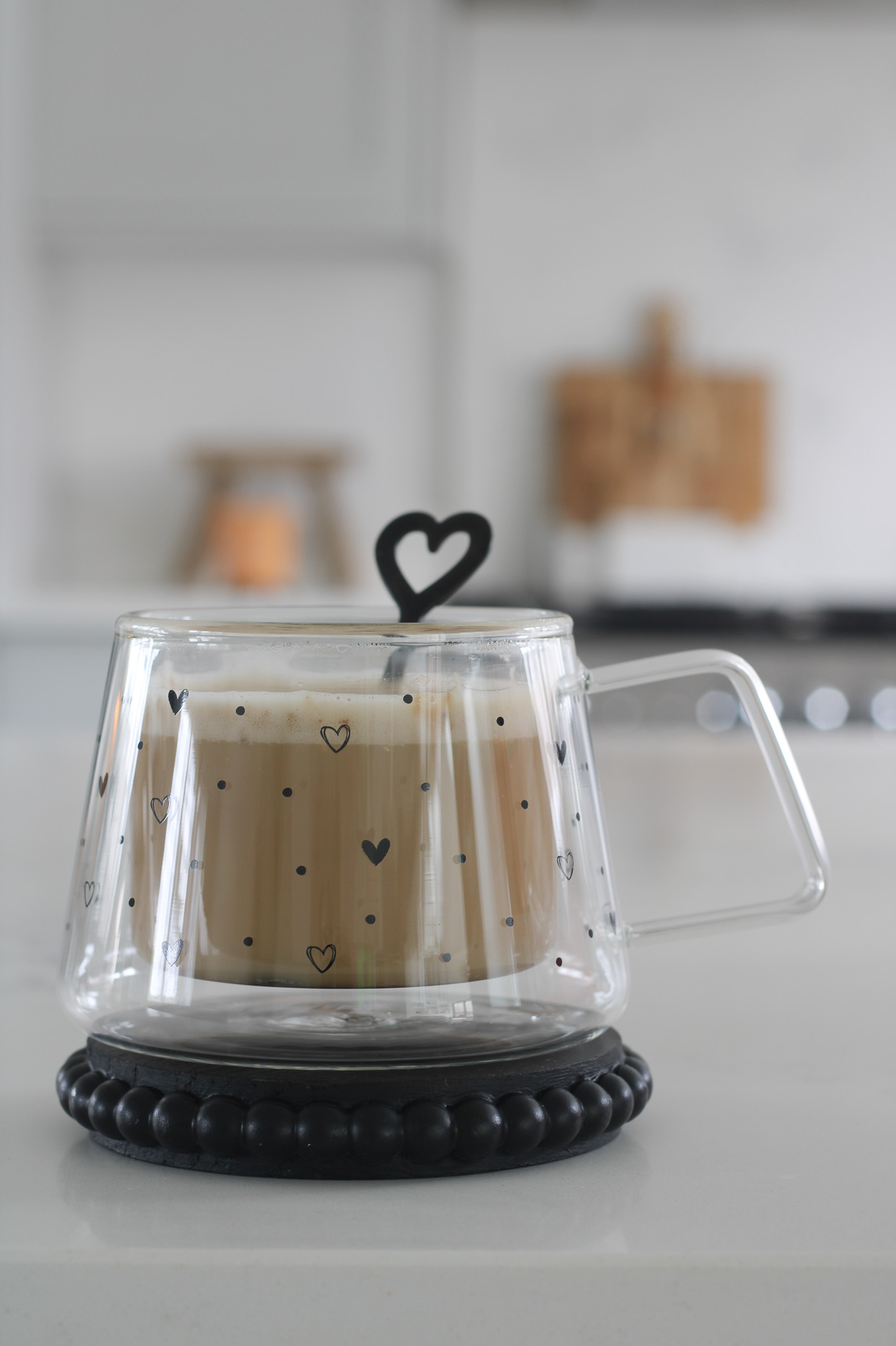 The Simple Mug Gift Bag - Wrap Around Multi Hearts Dots - Black | Pretty Little Home