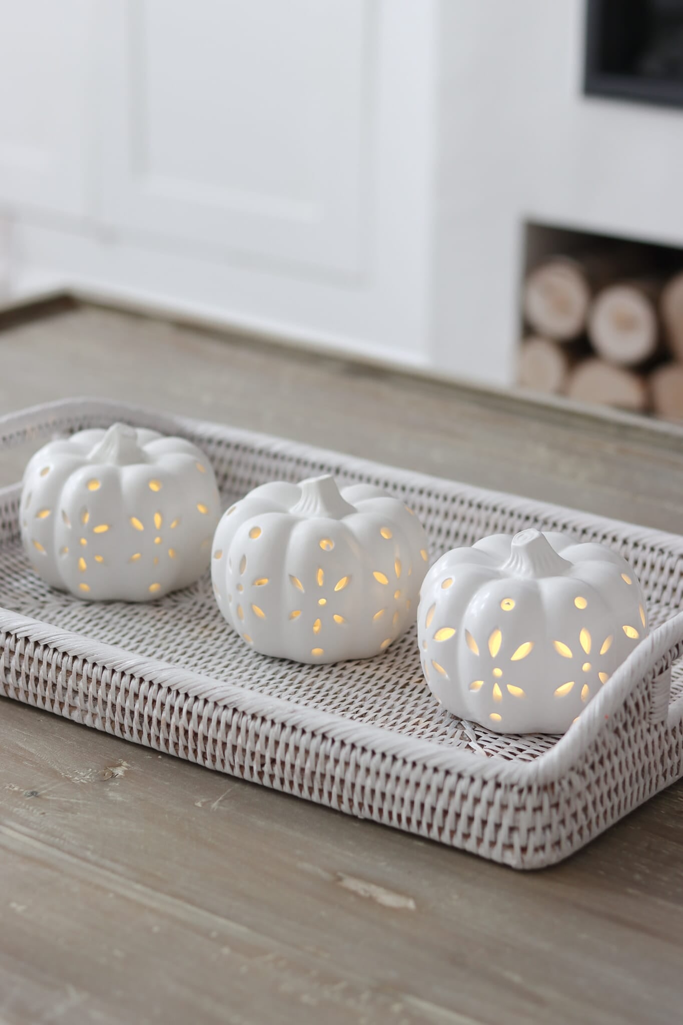 Small Led Pumpkins Set of 3 Medium LED Ceramic Pumpkins | Pretty Little Home