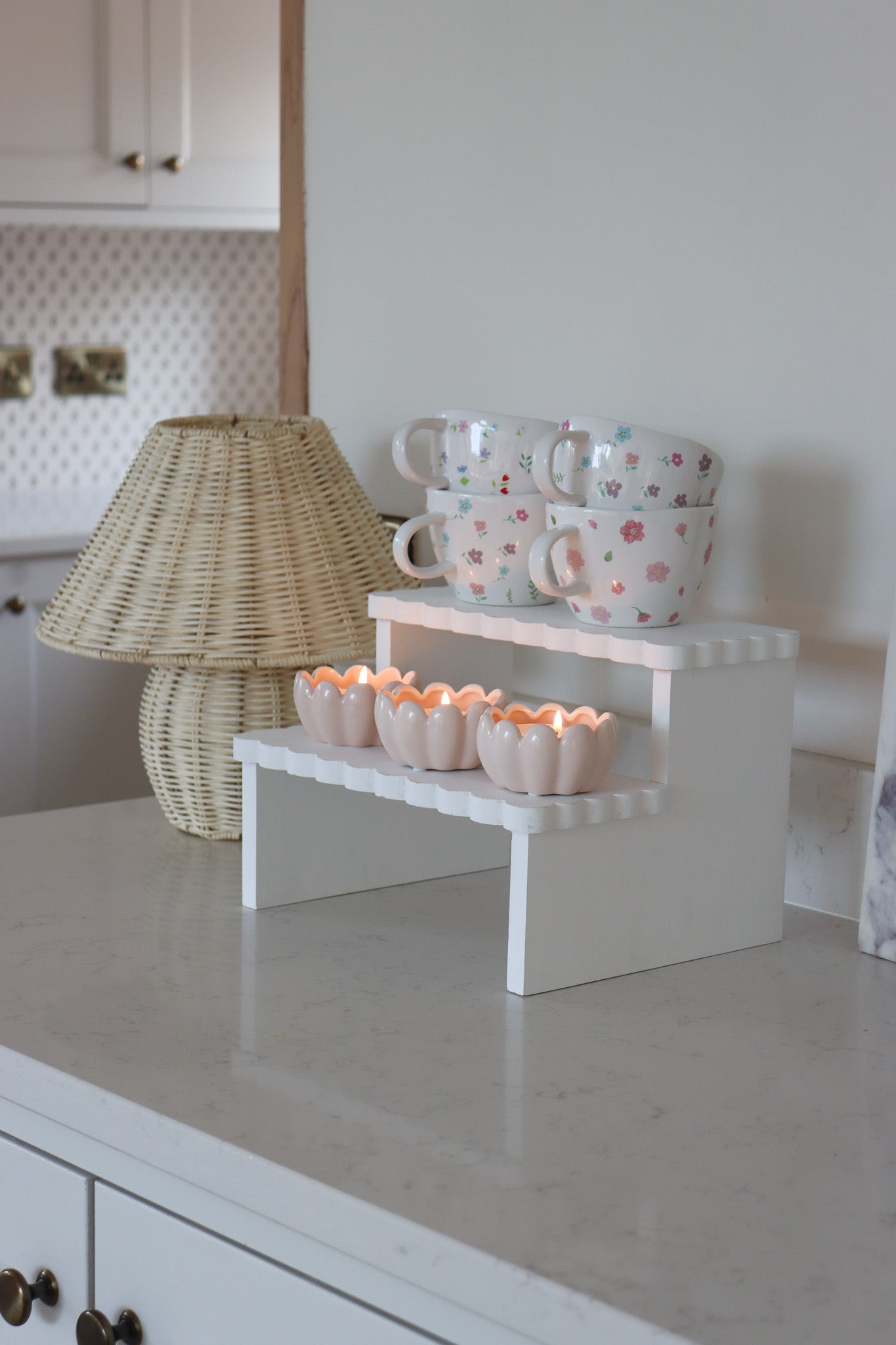 Two Tier Display Stand - Scalloped White – Pretty Little Home