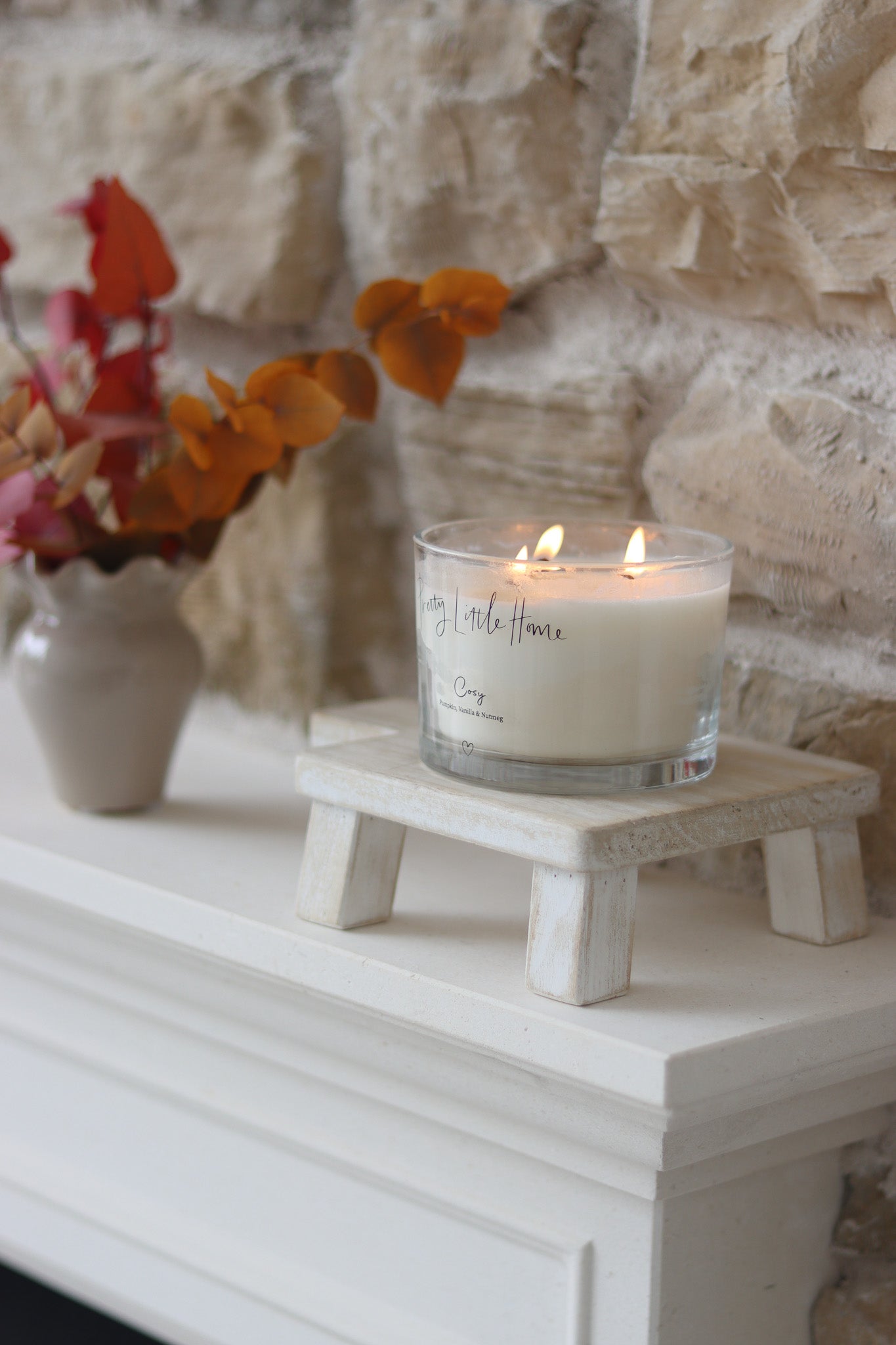 Raised Stool With Handle – Whitewash | Pretty Little Home